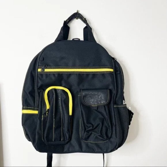Spencer’s Tech Knapsack with Power Bank Laptop Sleeve Black/Yellow - Picture 1 of 4
